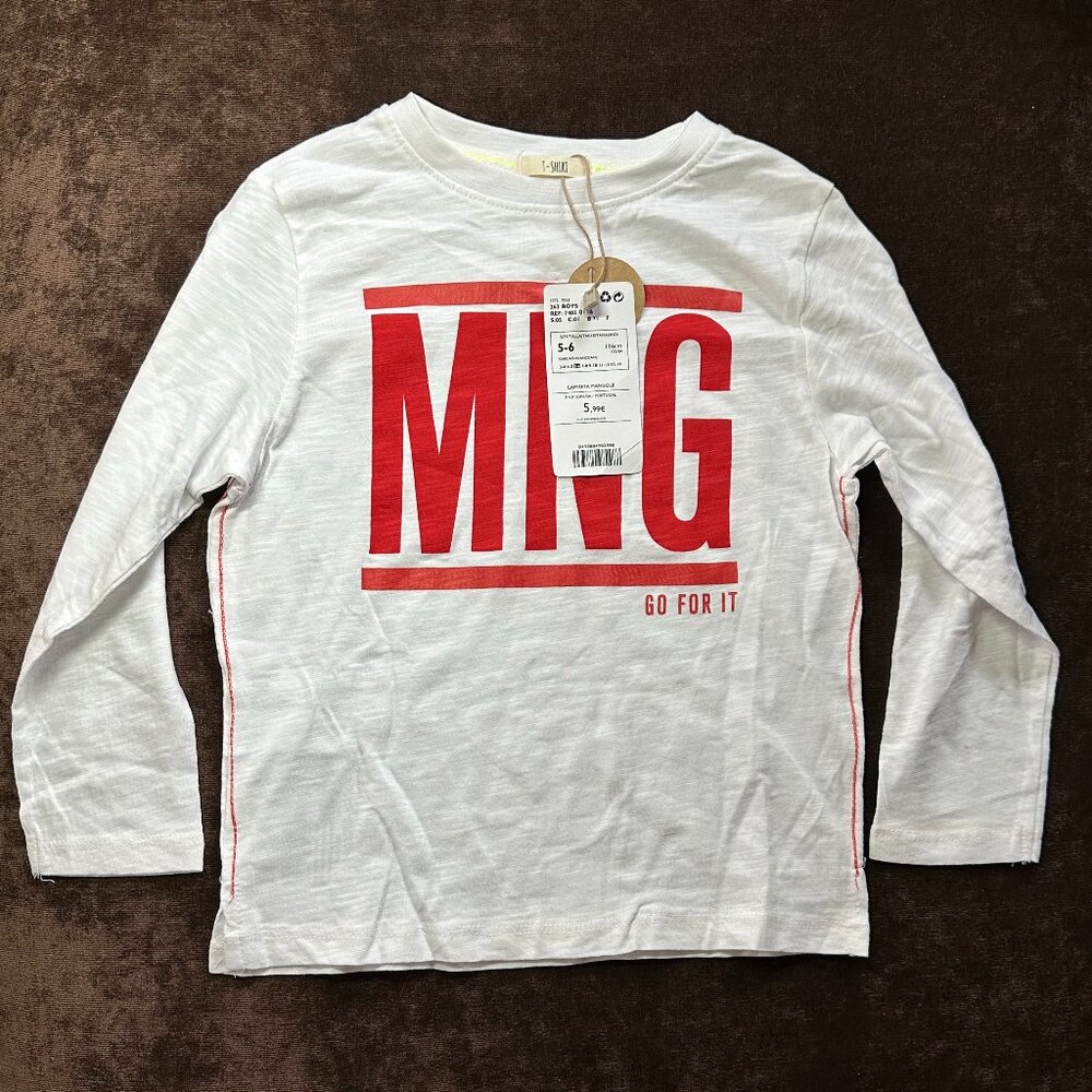 MNG Boys White Long Sleeve Cotton Shirt Size 5-6